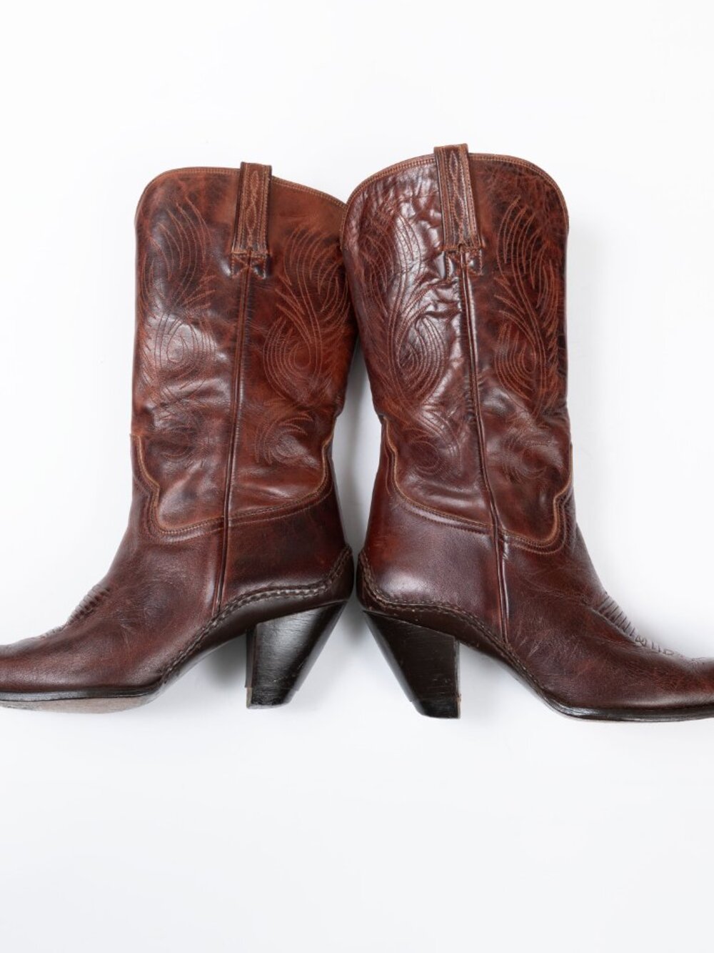 VTG 90s Y2K Charlie 1 Horse Brown Leather Snip Toe Cowboy Boots Women’s 8B - Picture 3 of 16